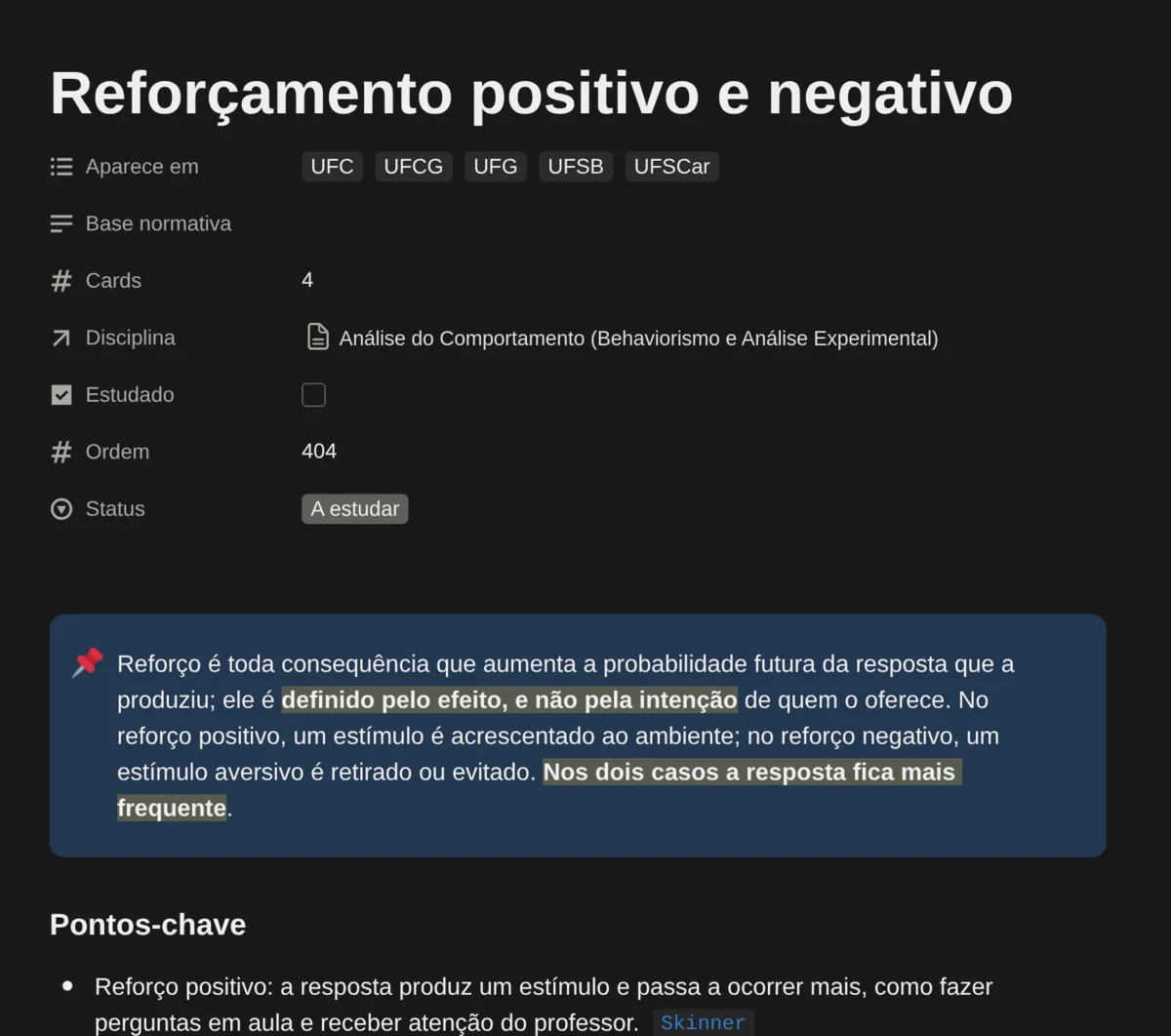 Tópico de Psicologia no Notion