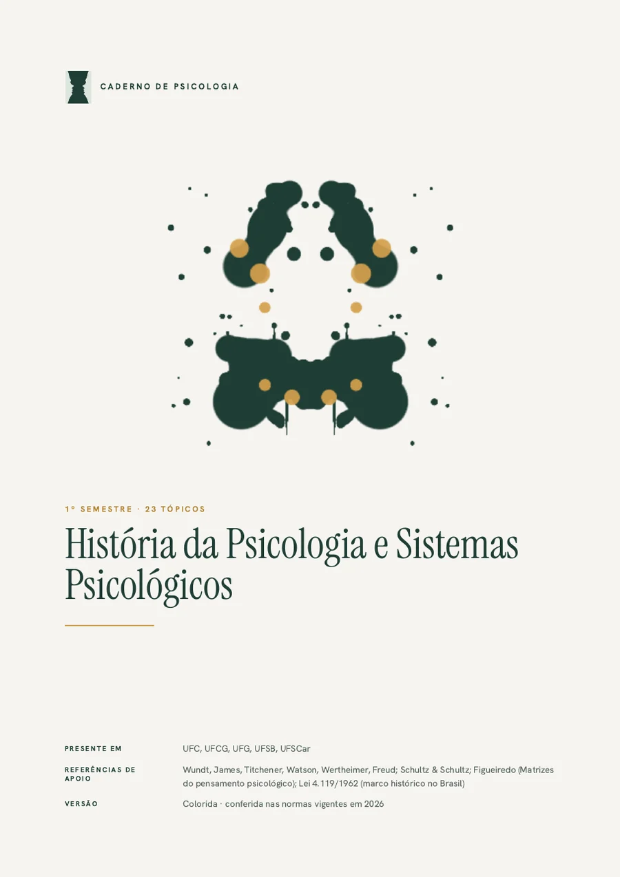 Capa do caderno de História da Psicologia em PDF